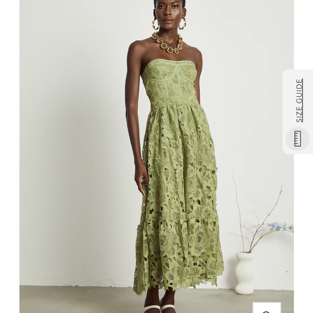 Elegant Strapless Green Lace Dress